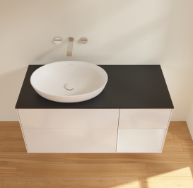 Тумба під раковину Villeroy & Boch Finion 120х50,1 см з підсвіткою МДФ білий глянцевий лак/скло чорне матове GA52GFGF