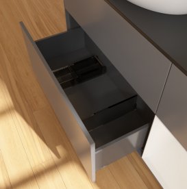 Тумба під раковину Villeroy & Boch Finion 120х50,1 см з підсвічуванням антрацит матовий лак/скло чорне матове GA52GFGK