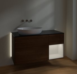 Тумба под раковину Villeroy & Boch Finion 120х50,1 см с подсветкой МДФ шпон грецкого ореха/стекло черное матовое GA52GFGN