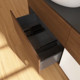 Тумба под раковину Villeroy & Boch Finion 120х50,1 см с подсветкой МДФ шпон грецкого ореха/стекло черное матовое GA52GFGN