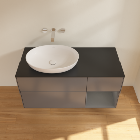 Тумба под раковину Villeroy & Boch Finion 120х50,1 см с подсветкой МДФ антрацит матовый лак/стекло черное матовое GA52GKGK