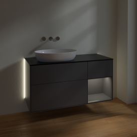 Тумба под раковину Villeroy & Boch Finion 120х50,1 см с подсветкой МДФ антрацит матовый лак/стекло черное матовое GA52GKGK