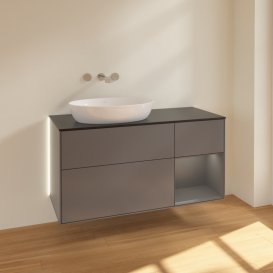 Тумба под раковину Villeroy & Boch Finion 120х50,1 см с подсветкой МДФ антрацит матовый лак/стекло черное матовое GA52GKGK