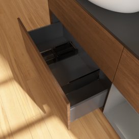 Тумба под раковину Villeroy & Boch Finion 120х50,1 см с подсветкой МДФ шпон грецкого ореха/стекло черное матовое GA52GKGN