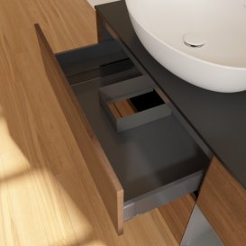 Тумба под раковину Villeroy & Boch Finion 120х50,1 см с подсветкой МДФ шпон грецкого ореха/стекло черное матовое GA52GKGN