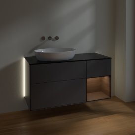 Тумба под раковину Villeroy & Boch Finion 120х50,1 см с подсветкой МДФ антрацит матовый лак/стекло черное матовое GA52GNGK