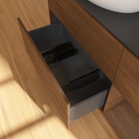 Тумба под раковину Villeroy & Boch Finion 120х50,1 см с подсветкой МДФ шпон грецкого ореха/стекло черное матовое GA52GNGN