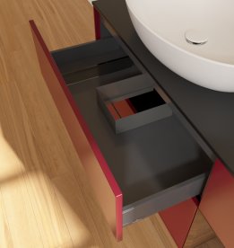 Тумба под раковину Villeroy & Boch Finion 120х50,1 см с подсветкой МДФ пион матовый лак/стекло черное матовое GA52GNHB