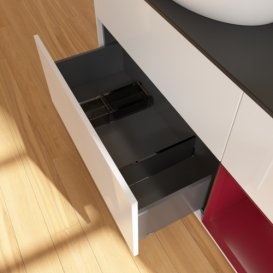 Тумба под раковину Villeroy & Boch Finion 120х50,1 см с подсветкой МДФ глянцевый белый лак/стекло черное матовое GA52HBGF