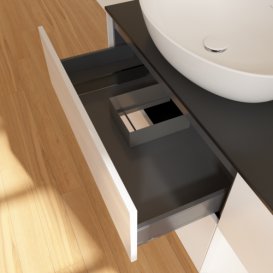 Тумба под раковину Villeroy & Boch Finion 120х50,1 см с подсветкой МДФ глянцевый белый лак/стекло черное матовое GA52MTGF