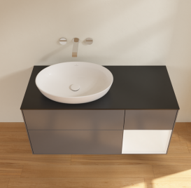 Тумба под раковину Villeroy & Boch Finion 120х50,1 см с подсветкой МДФ антрацит матовый лак/стекло черное матовое GA52MTGK