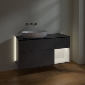Тумба под раковину Villeroy & Boch Finion 120х50,1 см с подсветкой МДФ антрацит матовый лак/стекло черное матовое GA52MTGK