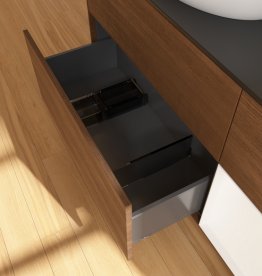 Тумба под раковину Villeroy & Boch Finion 120х50,1 см с подсветкой МДФ шпон грецкого ореха/стекло черное матовое GA52MTGN