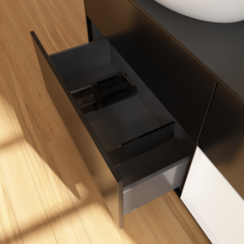 Тумба под раковину Villeroy & Boch Finion 120х50,1 см с подсветкой МДФ черный матовый лак/стекло черное матовое GA52MTPD