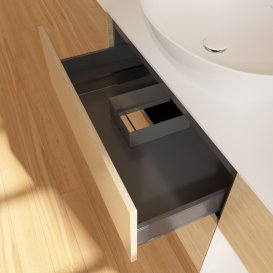 Тумба под раковину Villeroy & Boch Finion 120х50,1 см с подсветкой МДФ шпон дуба/стекло белое матовое GA51GFPC