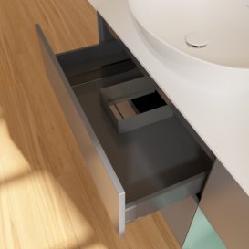 Тумба під раковину Villeroy & Boch Finion 120х50,1 см з підсвічуванням антрацит матовий лак/скло біле матове GA51GMGK