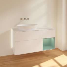Тумба під раковину Villeroy & Boch Finion 120х50,1 см із підсвічуванням МДФ білий матовий лак/скло біле матове GA51GMMT