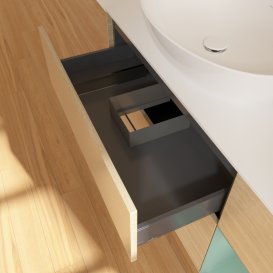 Тумба під раковину Villeroy & Boch Finion 120х50,1 см із підсвічуванням МДФ шпон дуба/скло біле матове GA51GMPC