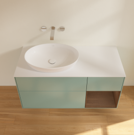 Тумба под раковину Villeroy & Boch Finion 120х50,1 см с подсветкой МДФ оливковый матовый лак/стекло белое матовое GA51GNGM