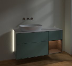 Тумба под раковину Villeroy & Boch Finion 120х50,1 см с подсветкой МДФ оливковый матовый лак/стекло белое матовое GA51GNGM