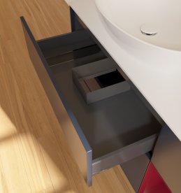 Тумба під раковину Villeroy & Boch Finion 120х50,1 см із підсвічуванням МДФ темно-синій матовий лак/скло біле матове GA51HBHG