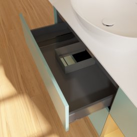 Тумба під раковину Villeroy & Boch Finion 120х50,1 см із підсвічуванням МДФ оливковий матовий лак/скло біле матове GA51HFGM