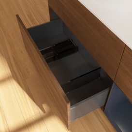 Тумба под раковину Villeroy & Boch Finion 120х50,1 см с подсветкой МДФ шпон грецкого ореха/стекло белое матовое GA51HGGN