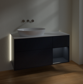 Тумба під раковину Villeroy & Boch Finion 120х50,1 см із підсвічуванням МДФ темно-синій матовий лак/скло біле матове GA51HGHG