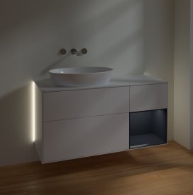 Тумба під раковину Villeroy & Boch Finion 120х50,1 см із підсвічуванням МДФ білий матовий лак/скло біле матове GA51HGMT