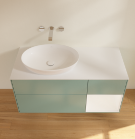 Тумба під раковину Villeroy & Boch Finion 120х50,1 см із підсвічуванням МДФ оливковий матовий лак/скло біле матове GA51MTGM