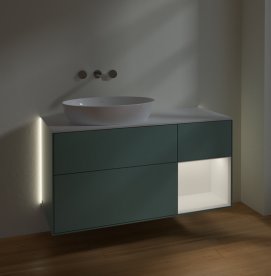 Тумба під раковину Villeroy & Boch Finion 120х50,1 см із підсвічуванням МДФ оливковий матовий лак/скло біле матове GA51MTGM