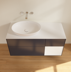 Тумба под раковину Villeroy & Boch Finion 120х50,1 см с подсветкой МДФ темно-синий матовый лак/стекло белое матовое GA51MTHG