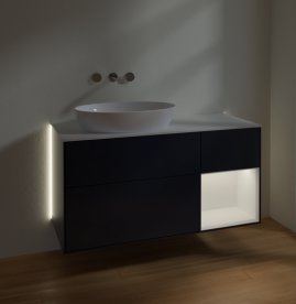 Тумба под раковину Villeroy & Boch Finion 120х50,1 см с подсветкой МДФ темно-синий матовый лак/стекло белое матовое GA51MTHG