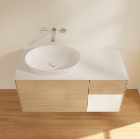 Тумба під раковину Villeroy & Boch Finion 120х50,1 см із підсвічуванням МДФ шпон дуба/скло біле матове GA51MTPC