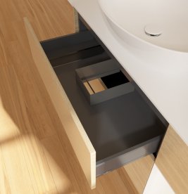 Тумба під раковину Villeroy & Boch Finion 120х50,1 см із підсвічуванням МДФ шпон дуба/скло біле матове GA51MTPC