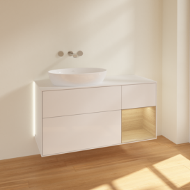 Тумба под раковину Villeroy & Boch Finion 120х50,1 см с подсветкой МДФ глянцевый белый лак/стекло белое матовое GA51PCGF