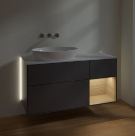 Тумба под раковину Villeroy & Boch Finion 120х50,1 см с подсветкой МДФ антрацит матовый лак/стекло белое матовое GA51PCGK