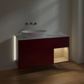 Тумба під раковину Villeroy & Boch Finion 120х50,1 см з підсвічуванням МДФ півонія матовий лак/скло біле матове GA51PCHB