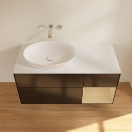 Тумба под раковину Villeroy & Boch Finion 120х50,1 см с подсветкой МДФ черный матовый лак/стекло белое матовое GA51PCPD