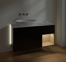 Тумба под раковину Villeroy & Boch Finion 120х50,1 см с подсветкой МДФ черный матовый лак/стекло белое матовое GA51PCPD