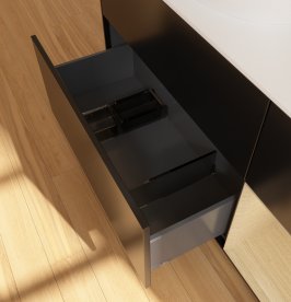 Тумба под раковину Villeroy & Boch Finion 120х50,1 см с подсветкой МДФ черный матовый лак/стекло белое матовое GA51PCPD