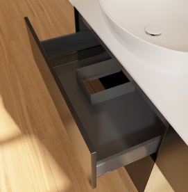 Тумба под раковину Villeroy & Boch Finion 120х50,1 см с подсветкой МДФ черный матовый лак/стекло белое матовое GA51PCPD