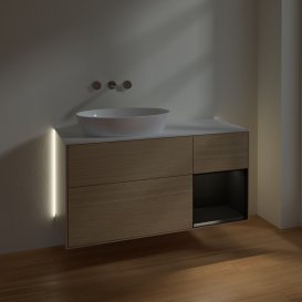 Тумба под раковину Villeroy & Boch Finion 120х50,1 см с подсветкой МДФ шпон дуба/стекло белое матовое GA51PDPC