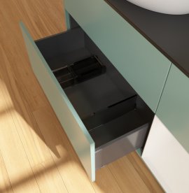 Тумба під раковину Villeroy & Boch Finion 120х50,1 см із підсвічуванням МДФ оливковий матовий лак/скло чорне матове GA52GFGM