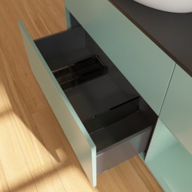 Тумба під раковину Villeroy & Boch Finion 120х50,1 см із підсвічуванням МДФ оливковий матовий лак/скло чорне матове GA52GMGM