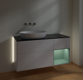 Тумба под раковину Villeroy & Boch Finion 120х50,1 см с подсветкой МДФ белый матовый лак/стекло черное матовое GA52GMMT