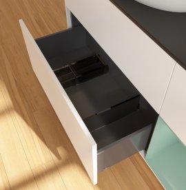 Тумба под раковину Villeroy & Boch Finion 120х50,1 см с подсветкой МДФ белый матовый лак/стекло черное матовое GA52GMMT