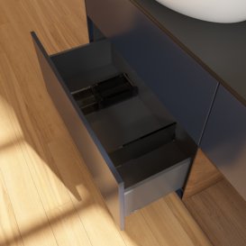 Тумба под раковину Villeroy & Boch Finion 120х50,1 см с подсветкой МДФ темно-синий матовый лак/стекло черное матовое GA52GNHG