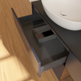 Тумба под раковину Villeroy & Boch Finion 120х50,1 см с подсветкой МДФ темно-синий матовый лак/стекло черное матовое GA52GNHG