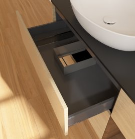 Тумба под раковину Villeroy & Boch Finion 120х50,1 см с подсветкой МДФ шпон дуба/стекло черное матовое GA52GNPC